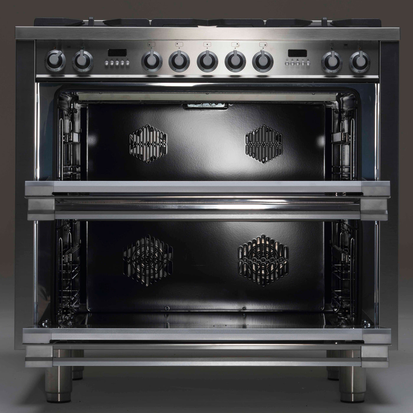 Double Freestanding Oven Black