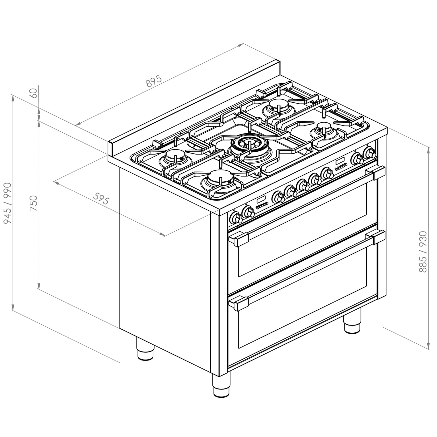 Double Freestanding Oven Black