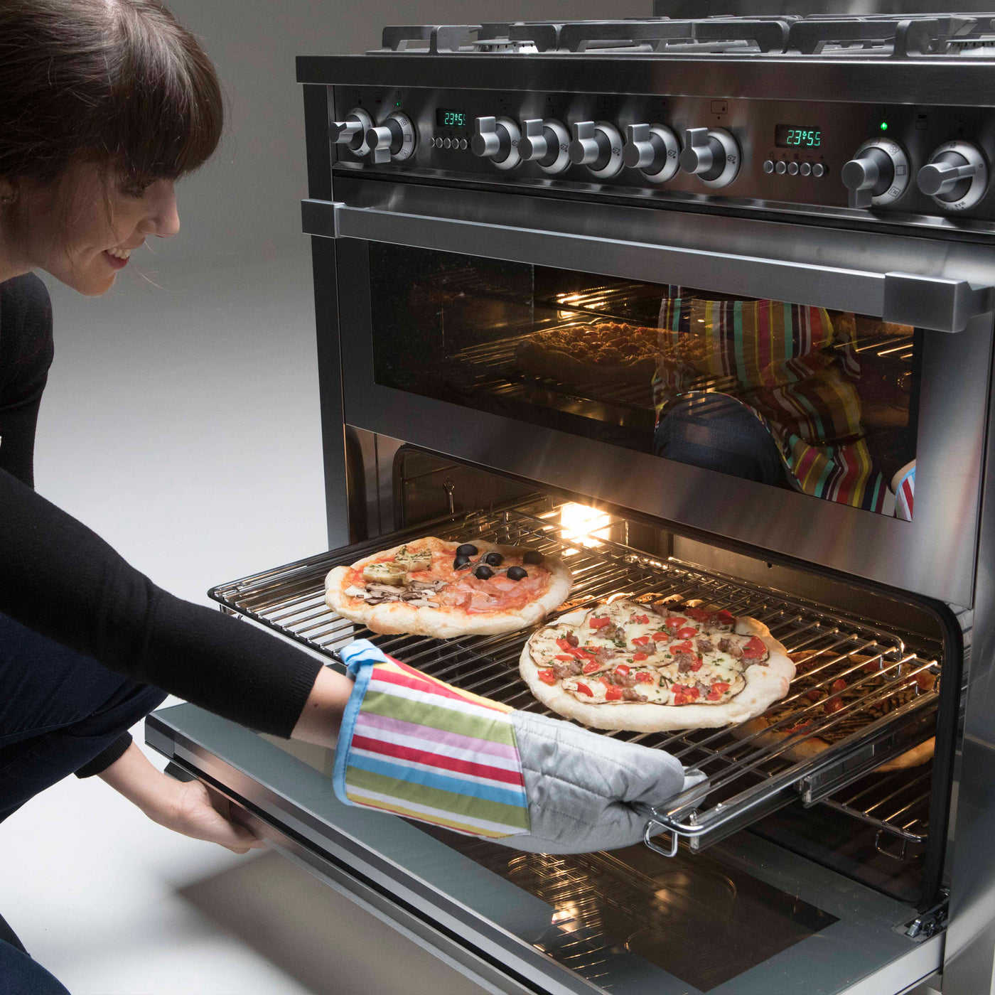 Double Freestanding Oven Red